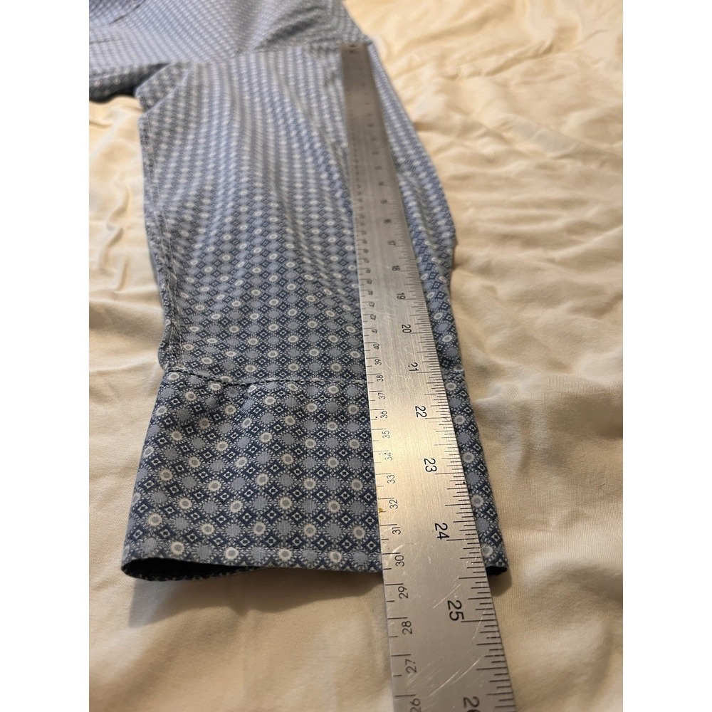 English Laundry Men's XL Stretch Shirt Blue Geometric Print Button Down - Picture 9 of 10